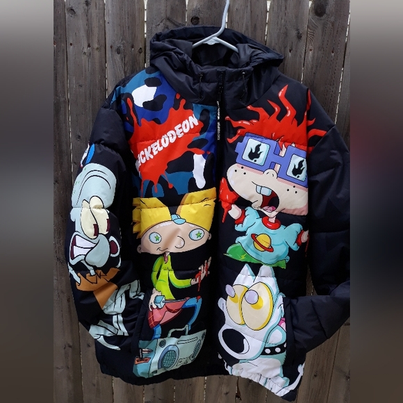 RARE Members Only X SpongeBob Nickelodeon iconic Puffer Jacket Black Size XXL - Picture 7 of 8
